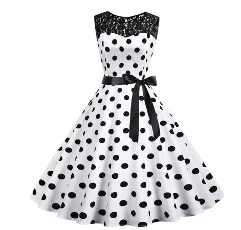 Robe Vintage Dentelle Blanche Pois