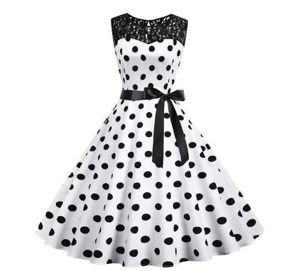 Robe Vintage Dentelle Blanche Pois