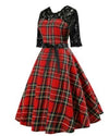Robe Vintage Dentelle Carreaux