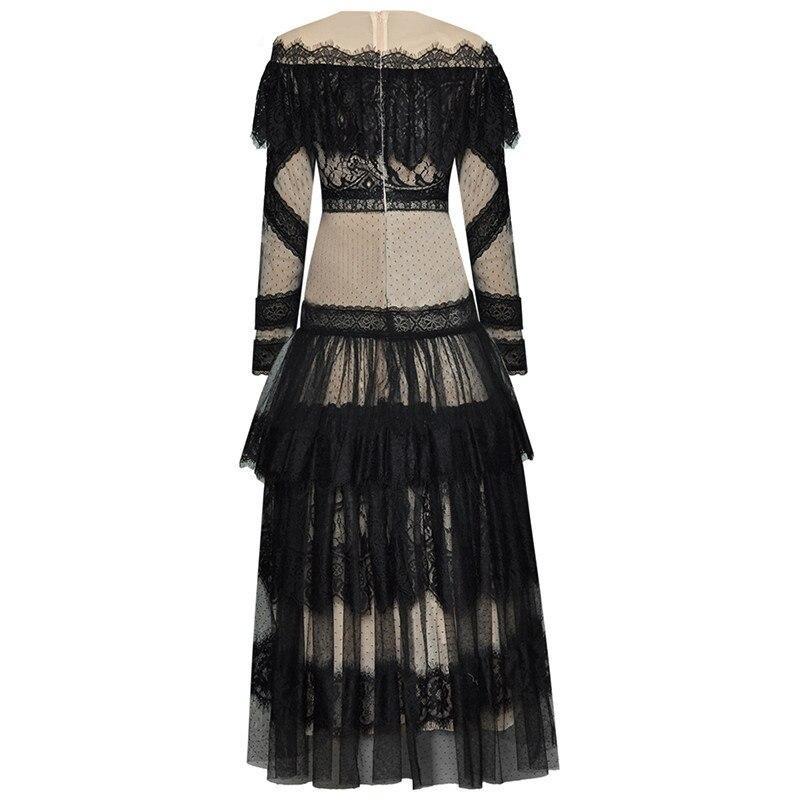 Robe Vintage Dentelle Manche Longue