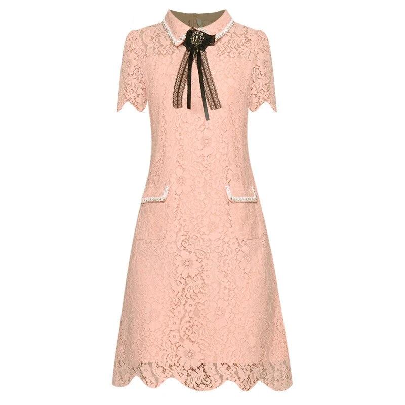 Robe Vintage Dentelle Rose