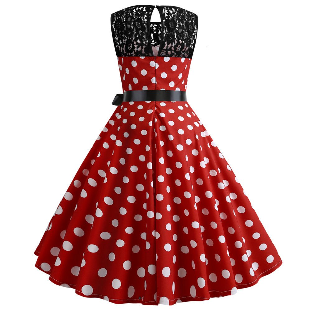 Robe Vintage Dentelle Rouge Pois