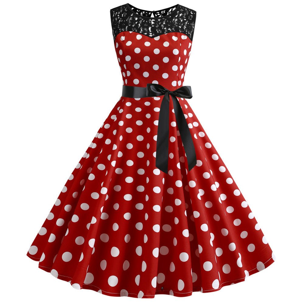 Robe Vintage Dentelle Rouge Pois