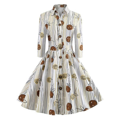 Robe Vintage Dessin Manches Longues