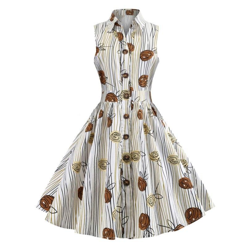 Robe Vintage Dessin Sans Manches