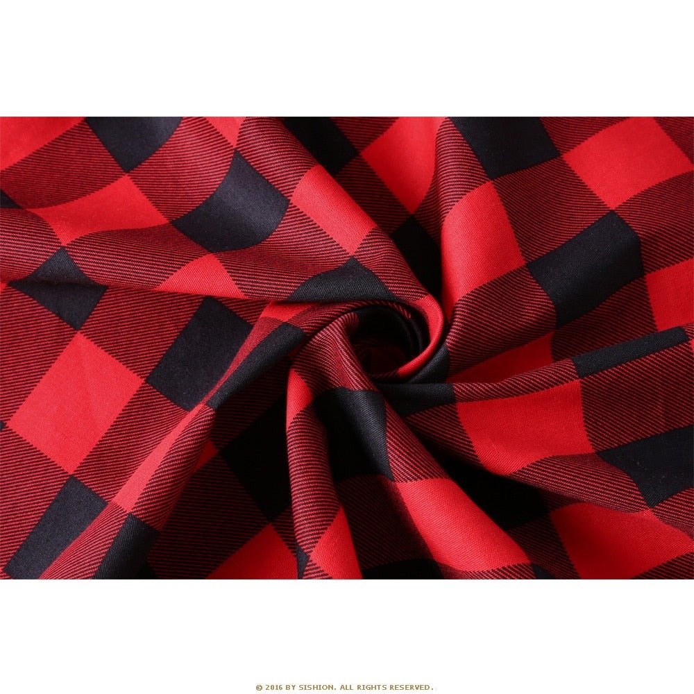 Robe Vintage Ecosse Rouge