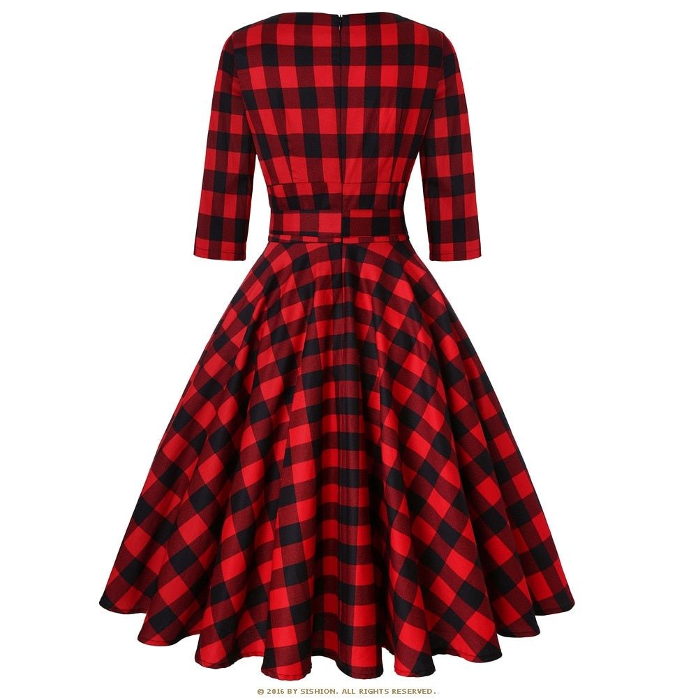 Robe Vintage Ecosse Rouge