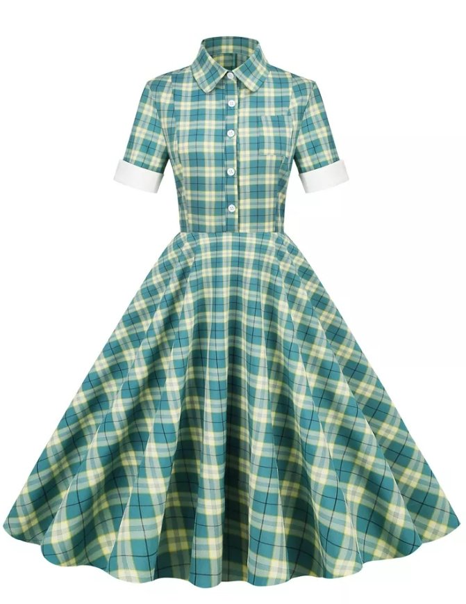 Robe Vintage Ecosse Vert