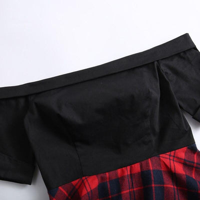 Robe Vintage Epaules Nues Tartan