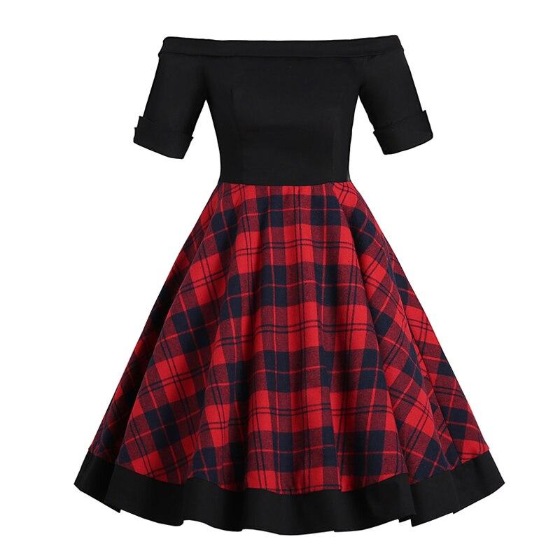 Robe Vintage Epaules Nues Tartan