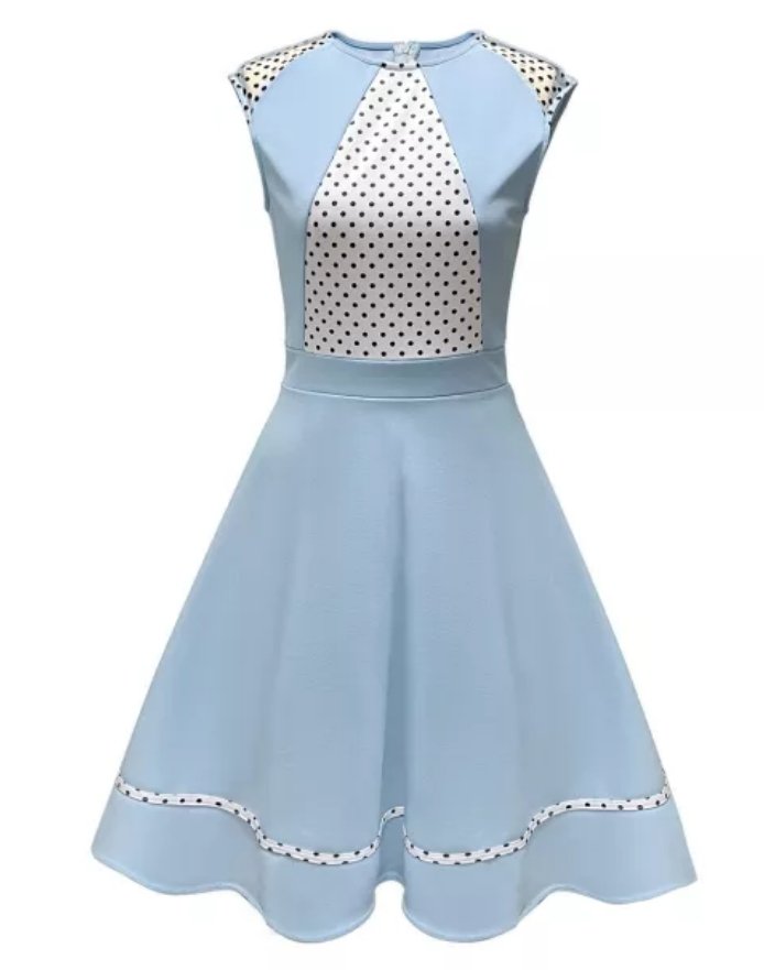 Robe Vintage Femme Bleu Pois