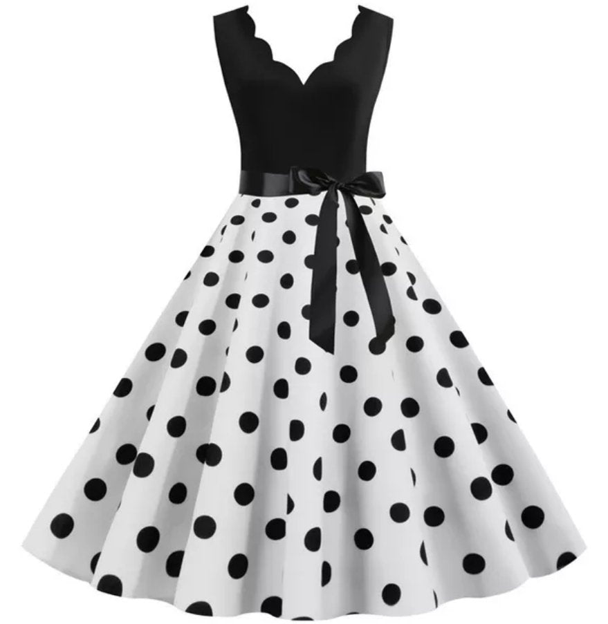 Robe Vintage Femme Noire et Blanche