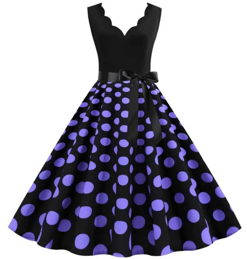 Robe Vintage Femme Violet Pois