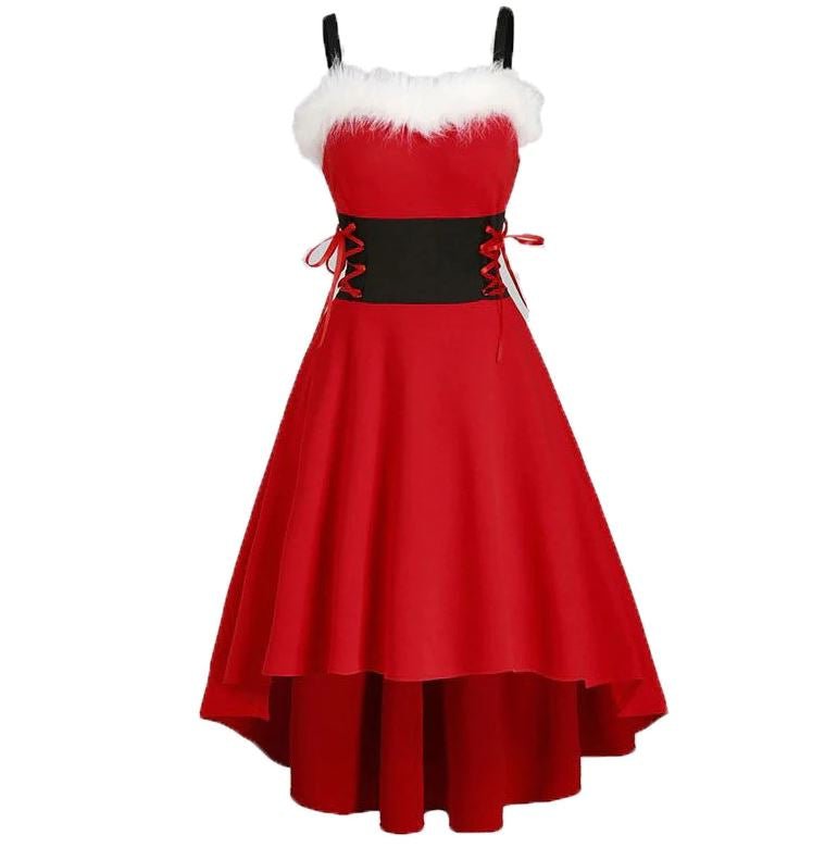 Robe Vintage Fourrure Rouge