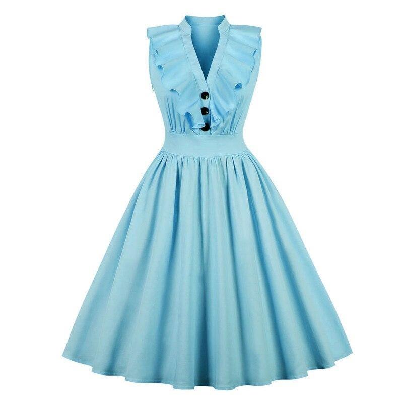 Robe Vintage Froufrou Grande Taille Ciel