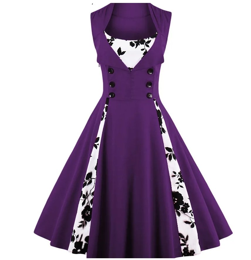 Robe Vintage Grande Taille 60s violet