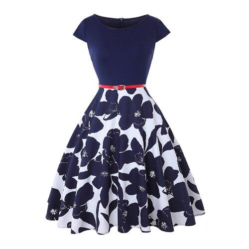 Robe Vintage Grande Taille Années 50 Fleur bleu