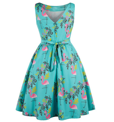 Robe Vintage Grande Taille Bleu Oiseaux
