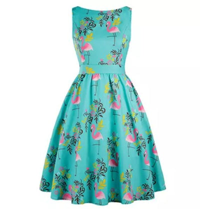 Robe Vintage Grande Taille Bleu Oiseaux
