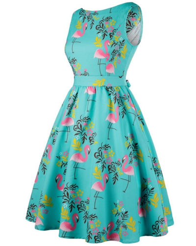 Robe Vintage Grande Taille Bleu Oiseaux