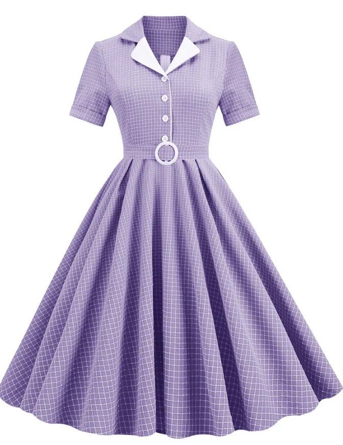Robe Vintage Grande Taille Boutons Lavande