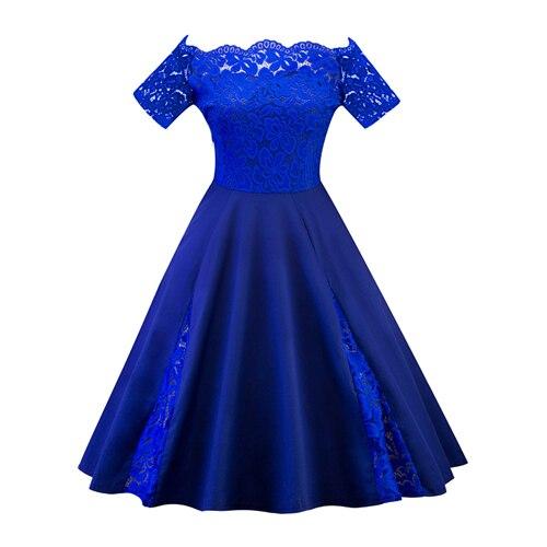 Robe Vintage Grande Taille Broderie Bleu
