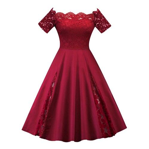 Robe Vintage Grande Taille Broderie Bordeaux