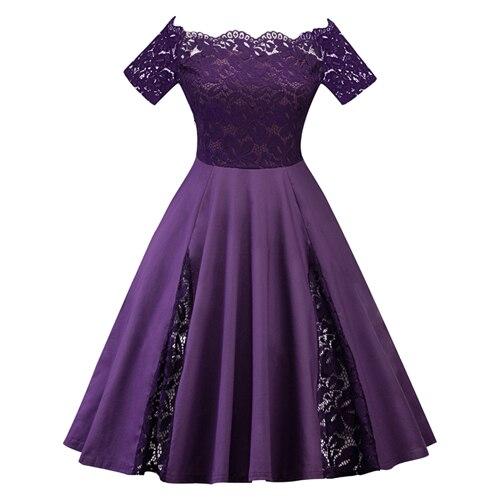 Robe Vintage Grande Taille Broderie violet