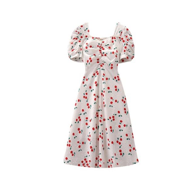 Robe Vintage Grande Taille Cerises Blanc