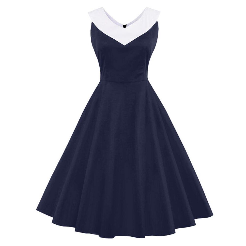 Robe Vintage Grande Taille Col Chic Marine