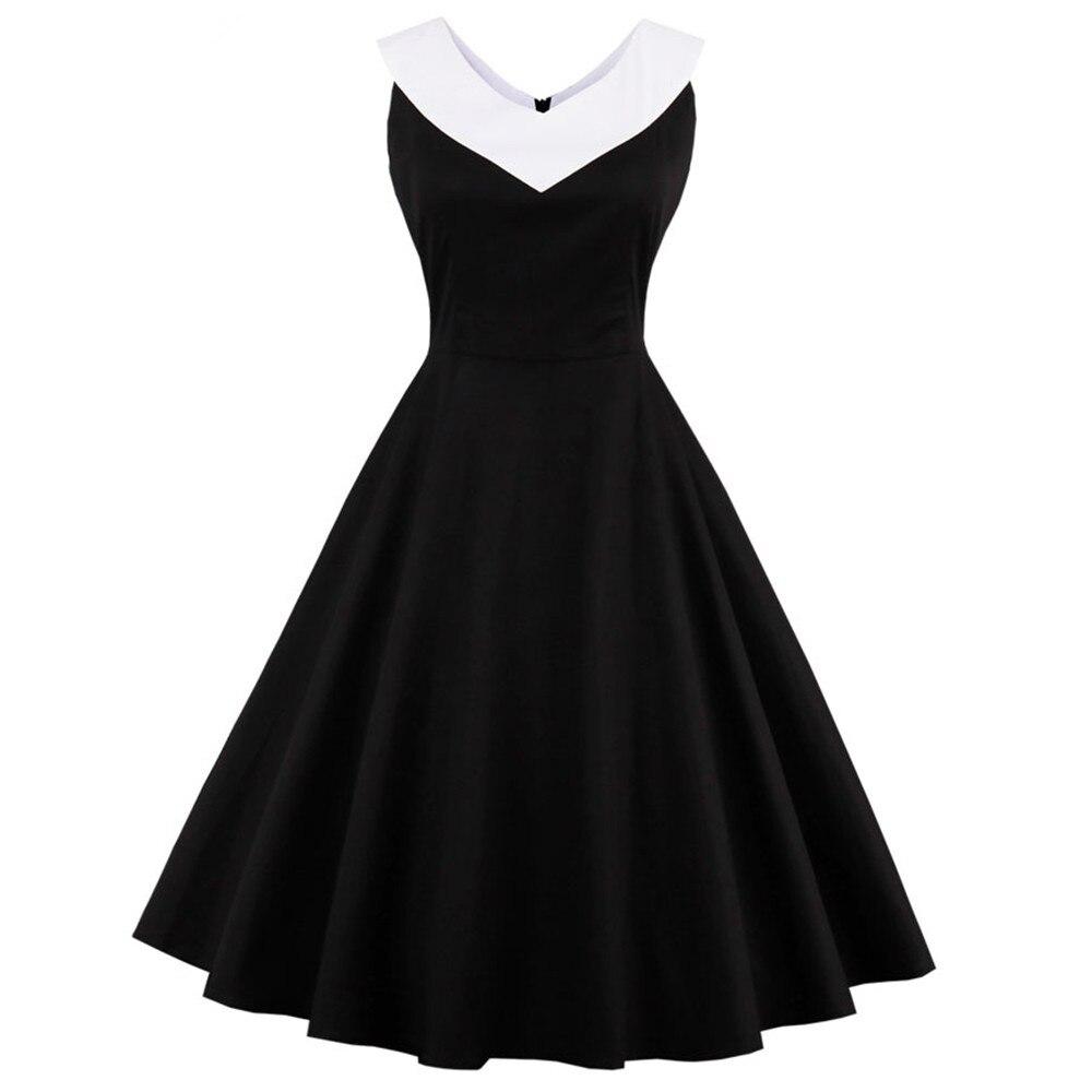 Robe Vintage Grande Taille Col Chic Noir