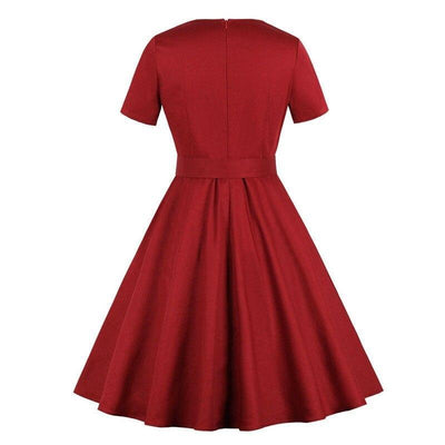 Robe Années 60 Audrey Hepburn Bordeaux