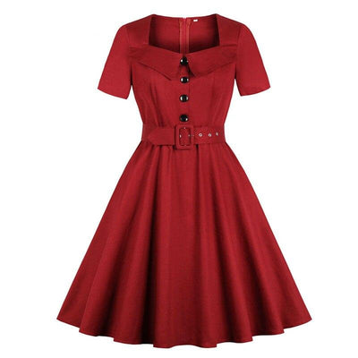 Robe Années 60 Audrey Hepburn Bordeaux