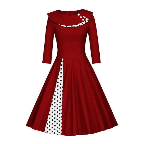 Robe Vintage Grande Taille Hiver Bordeaux