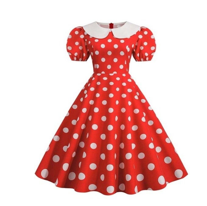 Robe Vintage Grande Taille Manches Bouffantes