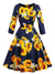 Robe Vintage Grande Taille Manches Longues Bleu