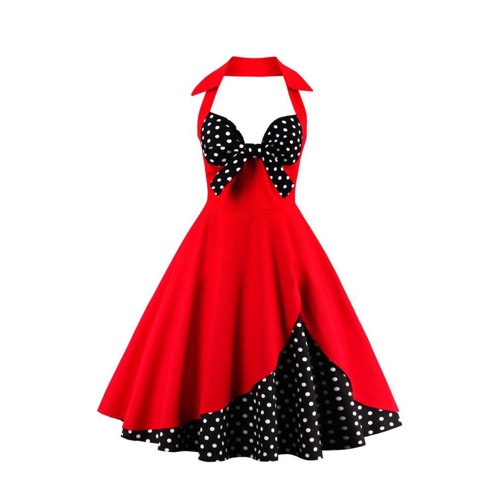 Robe Vintage Grande Taille Noir Rouge Pois