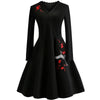 Robe Vintage Grande Taille Noire Fleurs Brodées