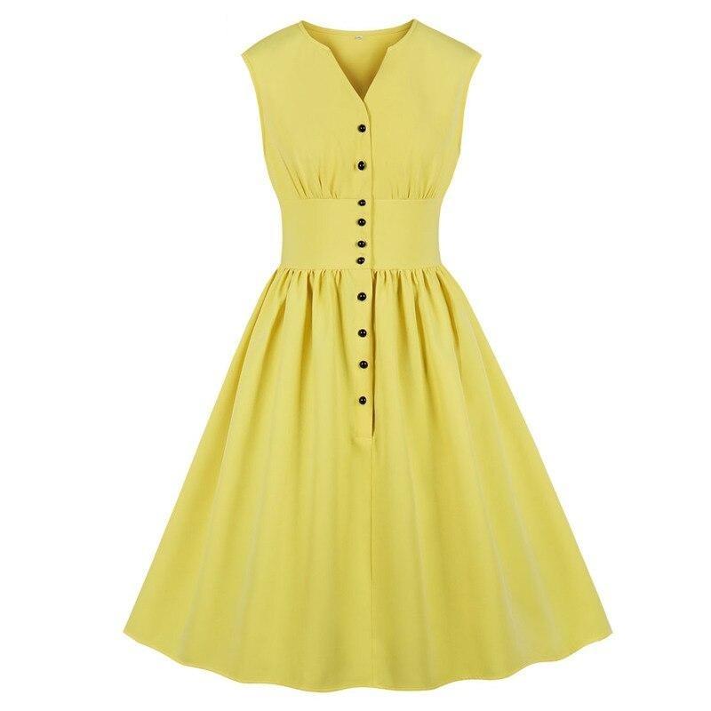 Robe Vintage Grande Taille Pastel Jaune