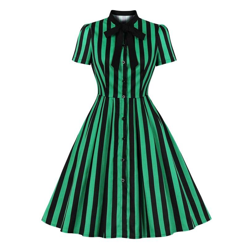 Robe Vintage Grande Taille Rayée Vert