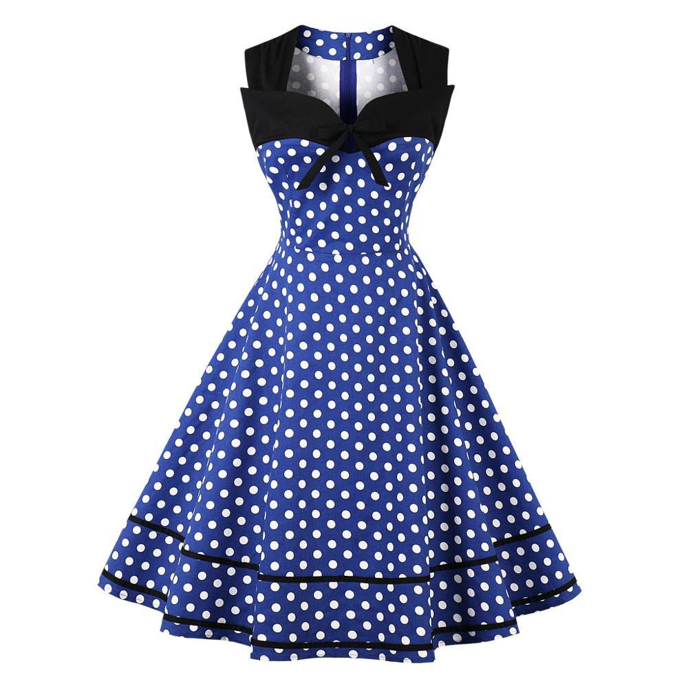 Robe Vintage Grande Taille Rétro Bleu