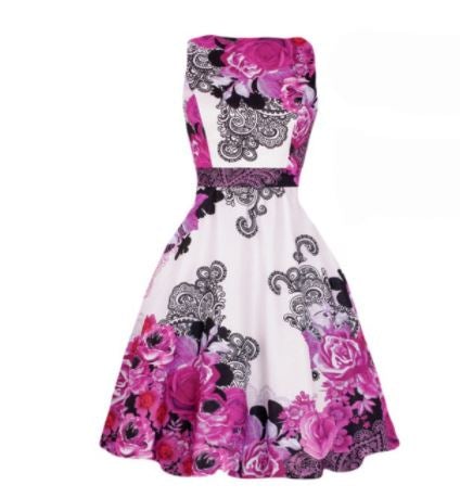 Robe Vintage Grande Taille Rockabilly blanc violet