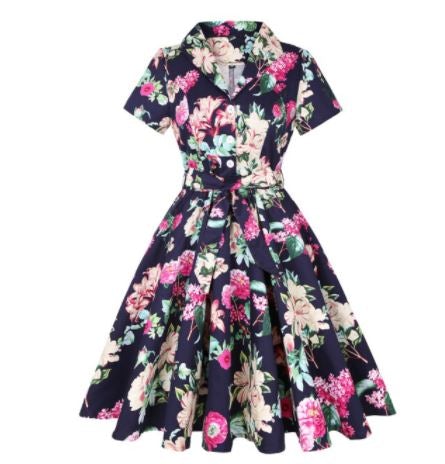 Robe Vintage Grande Taille Rockabilly Fleurs