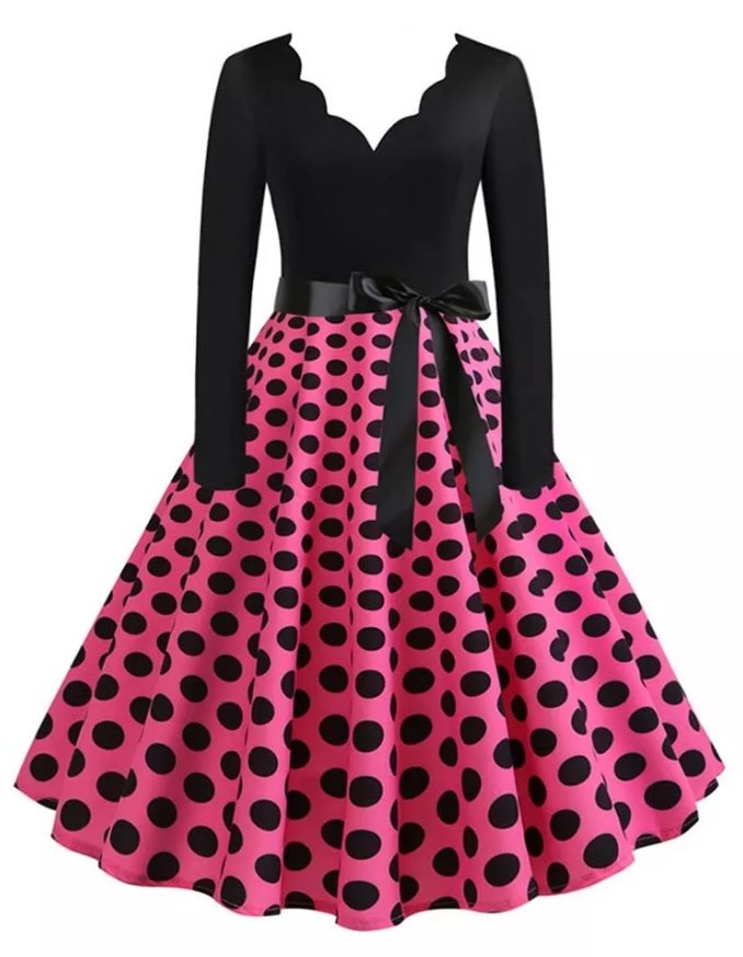 Robe Vintage Grande Taille Rockabilly Pois Rose