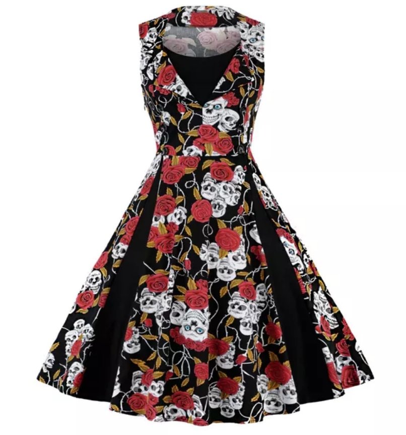 Robe Vintage Grande Taille Rockabilly Rouge skull