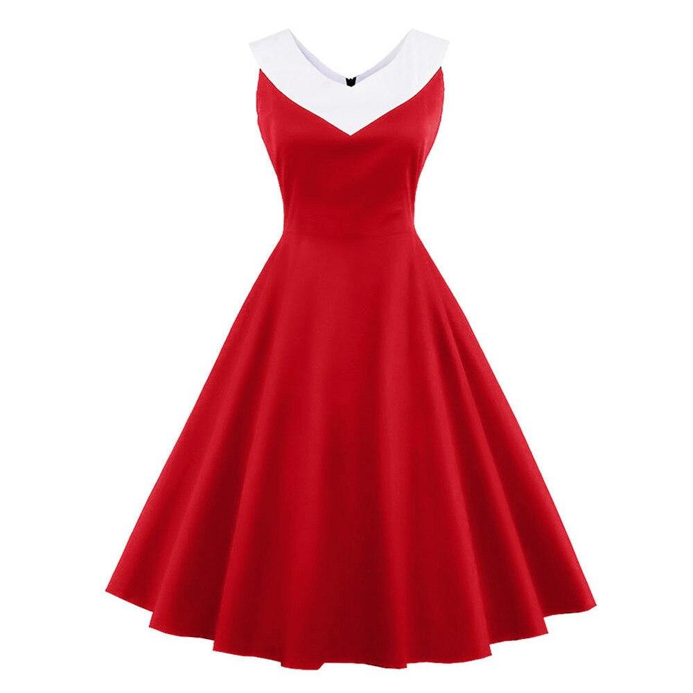 Robe Vintage Grande Taille Rouge Col Chic Rouge
