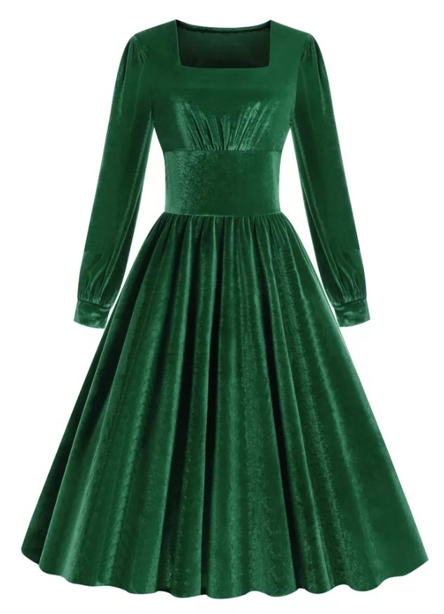 Robe Vintage Grande Taille Satin Verte