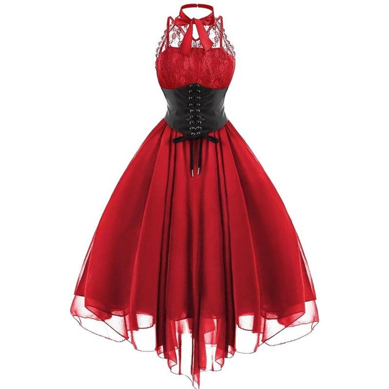 Robe Vintage Grande Taille Steampunk Rouge