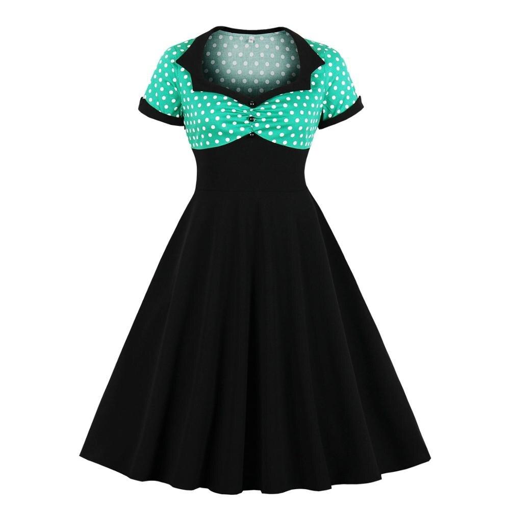 Robe Vintage Grande Taille Swing Vert Noir