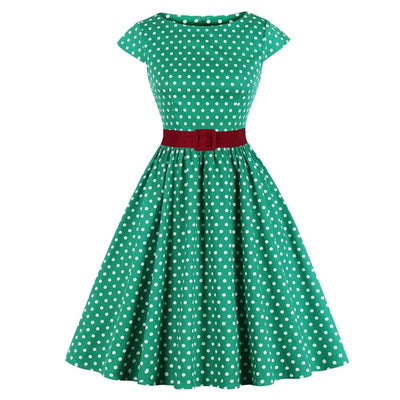 Robe Vintage Grande Taille Vert Ceinture